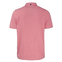 Men's Cutter & Buck Heather Scarlet Ohio State Buckeyes Primary Logo Big Tall Forge Eco Stripe Stretch Recycled Polo