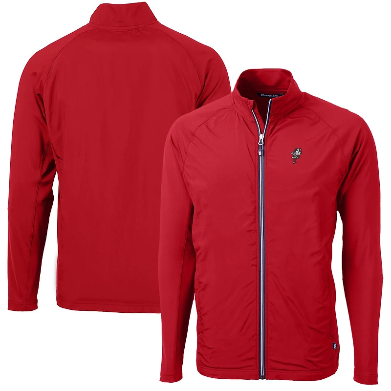 Men's Cutter & Buck Scarlet Ohio State Buckeyes Adapt Eco Knit Hybrid Recycled Big Tall Full-Zip Jacket