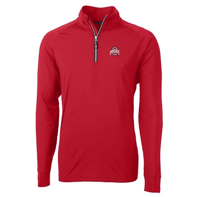 Men's Cutter & Buck Scarlet Ohio State Buckeyes Adapt Eco Knit Quarter-Zip Pullover Jacket