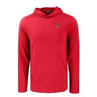 Men's Cutter & Buck Scarlet Ohio State Buckeyes Coastline Epic Comfort Eco Recycled Long Sleeve Hoodie T-Shirt