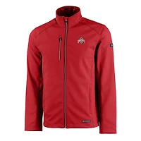 Veste Cutter & Buck Scarlet Ohio State Buckeyes Evoke Eco Softshell recyclée à fermeture éclair intégrale pour homme