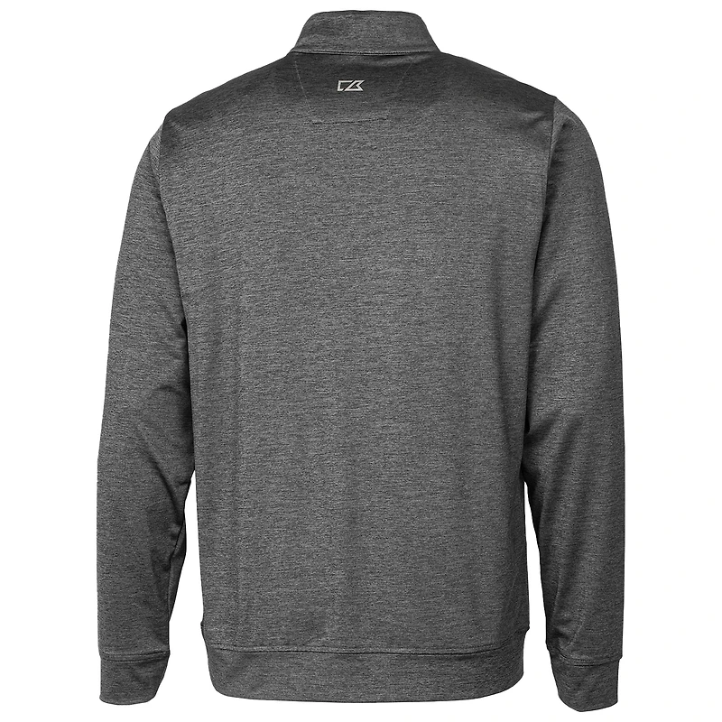 Men's Cutter & Buck Steel Ohio State Buckeyes Heathered Vault Stealth Quarter-Zip Pullover Top