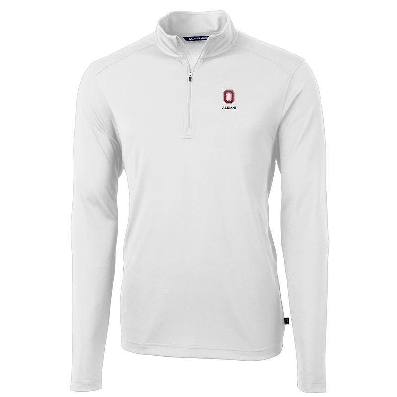 Men's Cutter & Buck  White Ohio State Buckeyes Alumni Logo Virtue Eco Pique Recycled Quarter-Zip Pullover Top