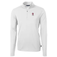 Men's Cutter & Buck  White Ohio State Buckeyes Alumni Logo Virtue Eco Pique Recycled Quarter-Zip Pullover Top