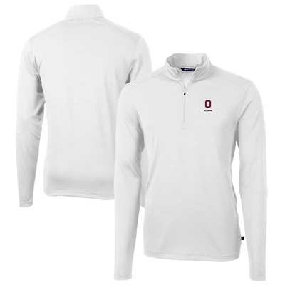 Men's Cutter & Buck  White Ohio State Buckeyes Alumni Logo Virtue Eco Pique Recycled Quarter-Zip Pullover Top