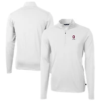 Men's Cutter & Buck  White Ohio State Buckeyes Alumni Logo Virtue Eco Pique Recycled Quarter-Zip Pullover Top
