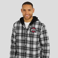 Men's Darius Rucker Collection by Fanatics  Black Ohio State Buckeyes Plaid Flannel Quilted Full-Snap Hooded Shacket