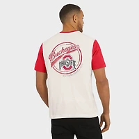 Men's Darius Rucker Collection by Fanatics Cream/Scarlet Ohio State Buckeyes Henley Color Block Slub T-Shirt
