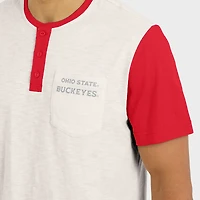 T-shirt Henley à blocs de couleurs crème/écarlate pour homme la collection Darius Rucker par Fanatics, Ohio State Buckeyes