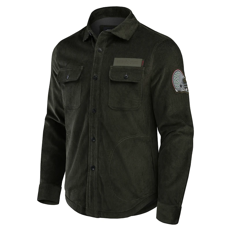 Men's Darius Rucker Collection by Fanatics Olive Ohio State Buckeyes Corduroy Full-Button Shacket