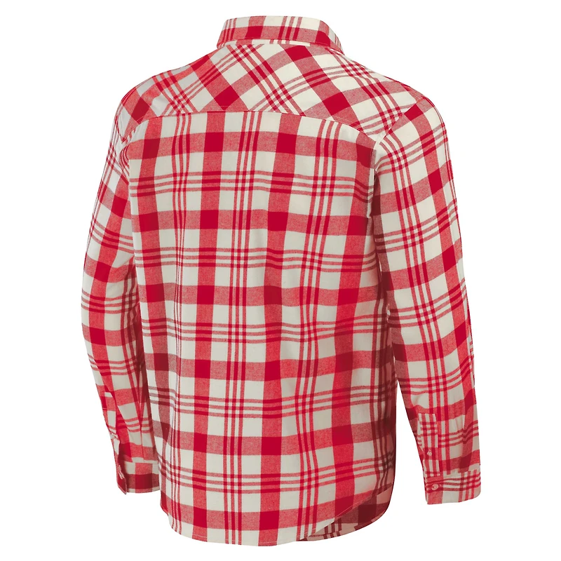 Collection Darius Rucker pour homme par Fanatics Scarlet/Natural Ohio State Buckeyes Chemise boutonnée à manches longues en flanelle carreaux