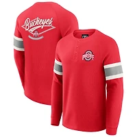 Men's Darius Rucker Collection by Fanatics Scarlet Ohio State Buckeyes Waffle-Knit Raglan Long Sleeve Henley T-Shirt