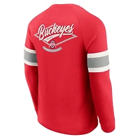 Men's Darius Rucker Collection by Fanatics Scarlet Ohio State Buckeyes Waffle-Knit Raglan Long Sleeve Henley T-Shirt