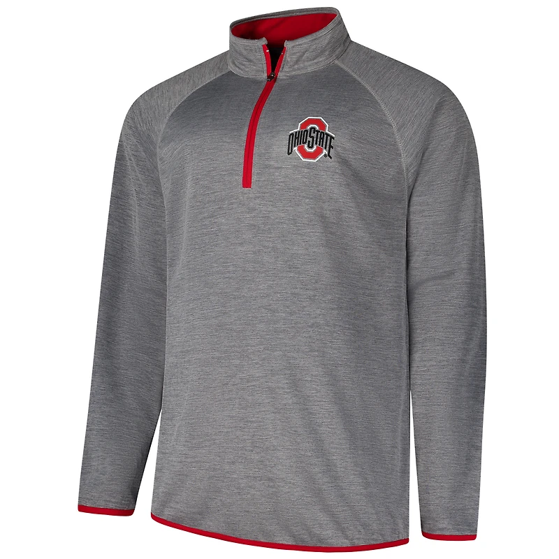 PRF OSU CHARCOAL RED HOMME RAGLAN B&T POITRINE GAUCHE QUART ZIP JACMENXPO