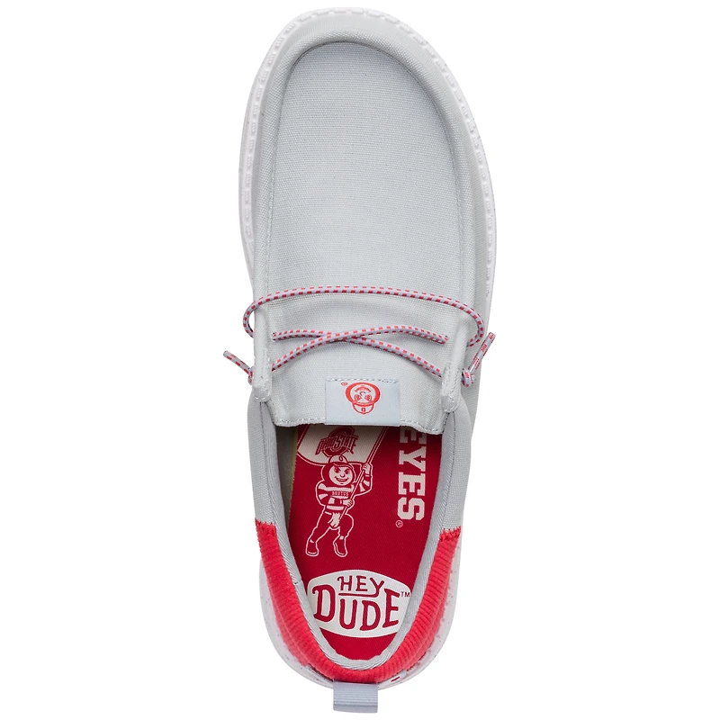 Men's Hey Dude  Gray/Scarlet Ohio State Buckeyes Wally Casual Slip-On Shoes