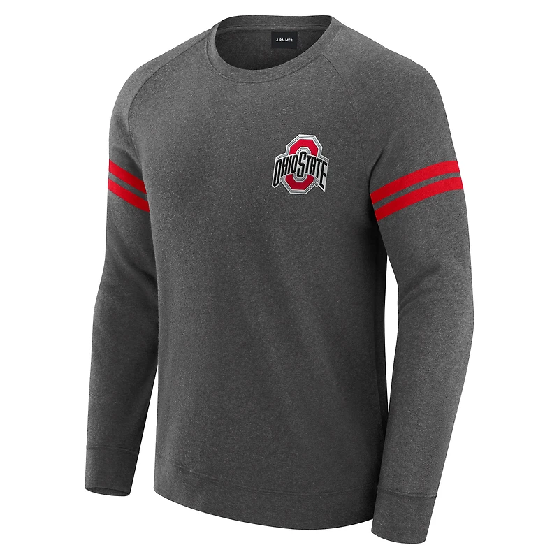 Men's J. Palmer Gray Ohio State Buckeyes Players Lounge Raglan Tri-Blend Sweatshirt