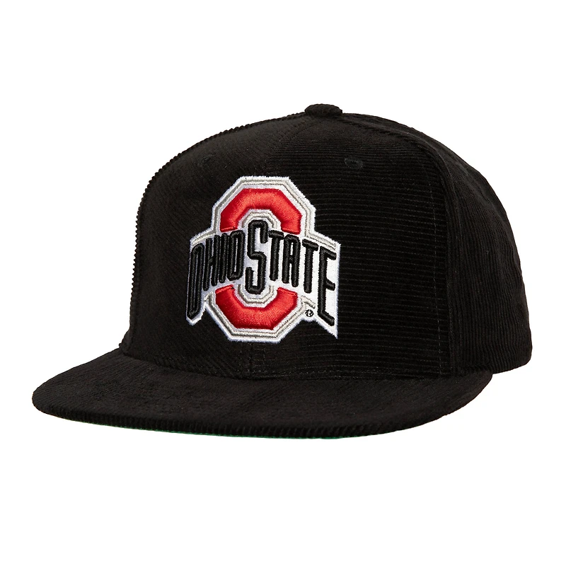 Casquette à pression Mitchell & Ness noire Ohio State Buckeyes All Directions en velours côtelé pour homme