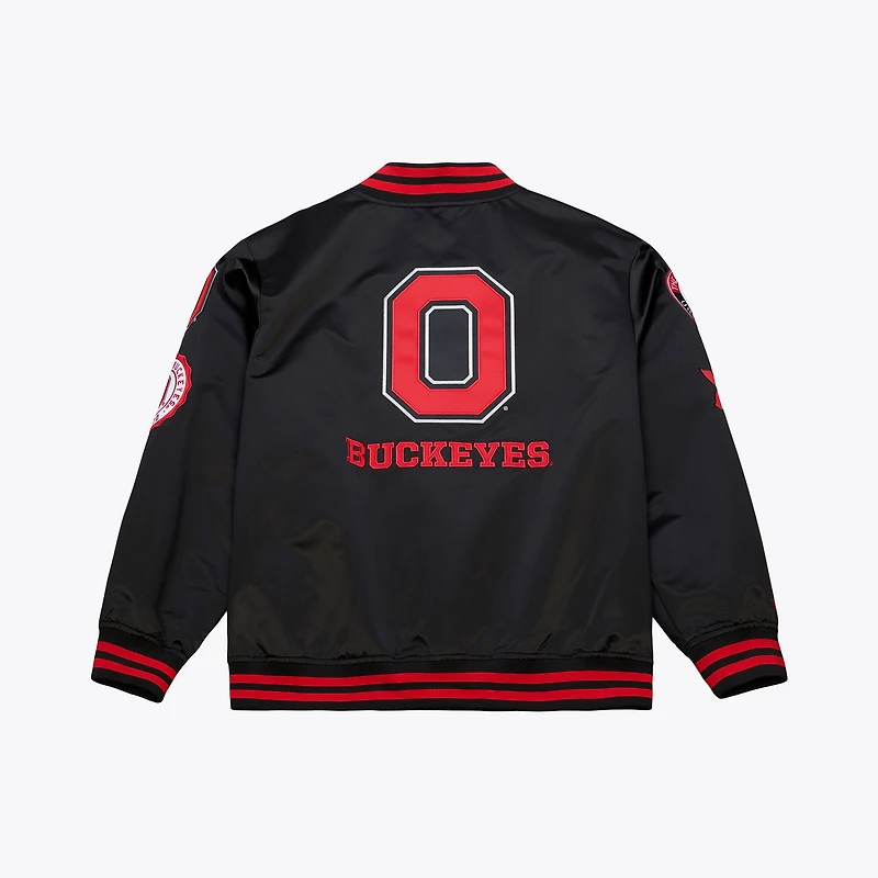Men's Mitchell & Ness Black Ohio State Buckeyes Double Clutch Lightweight Satin Full-Snap Jacket
