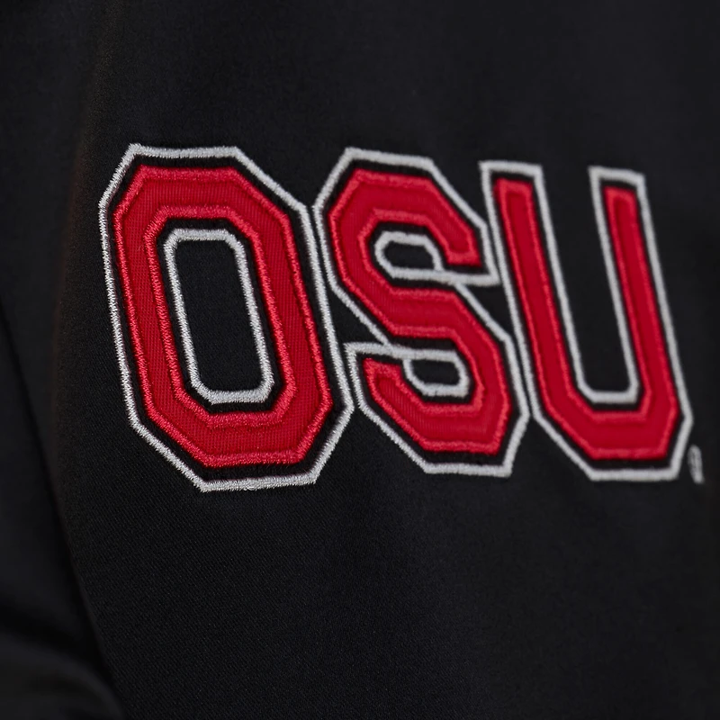 Veste Mitchell & Ness noire pour homme Ohio State Buckeyes à double pochette, légère, en satin et boutons-pression.