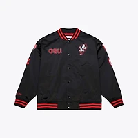 Veste Mitchell & Ness noire pour homme Ohio State Buckeyes à double pochette, légère, en satin et boutons-pression.