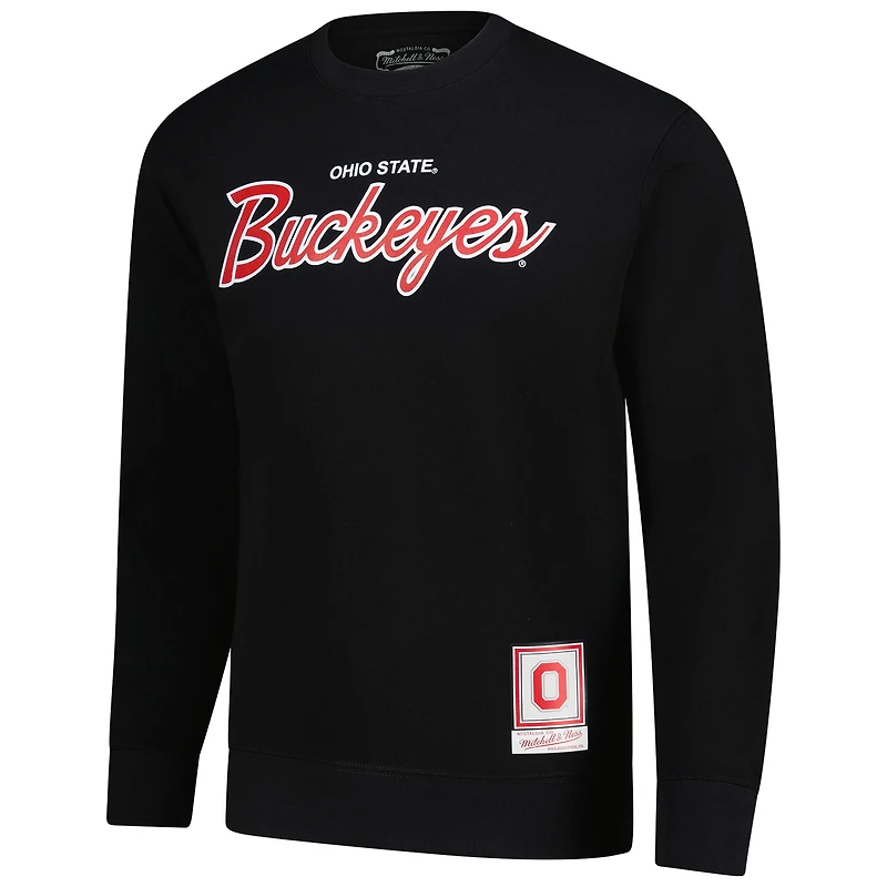 Men's Mitchell & Ness Black Ohio State Buckeyes Elite Script Pullover Sweatshirt