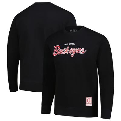 Men's Mitchell & Ness  Black Ohio State Buckeyes Elite Script Pullover Sweatshirt