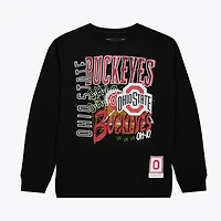 Sweat-shirt à col rond en polaire Mitchell & Ness noir Ohio State Buckeyes pour homme, mi-temps