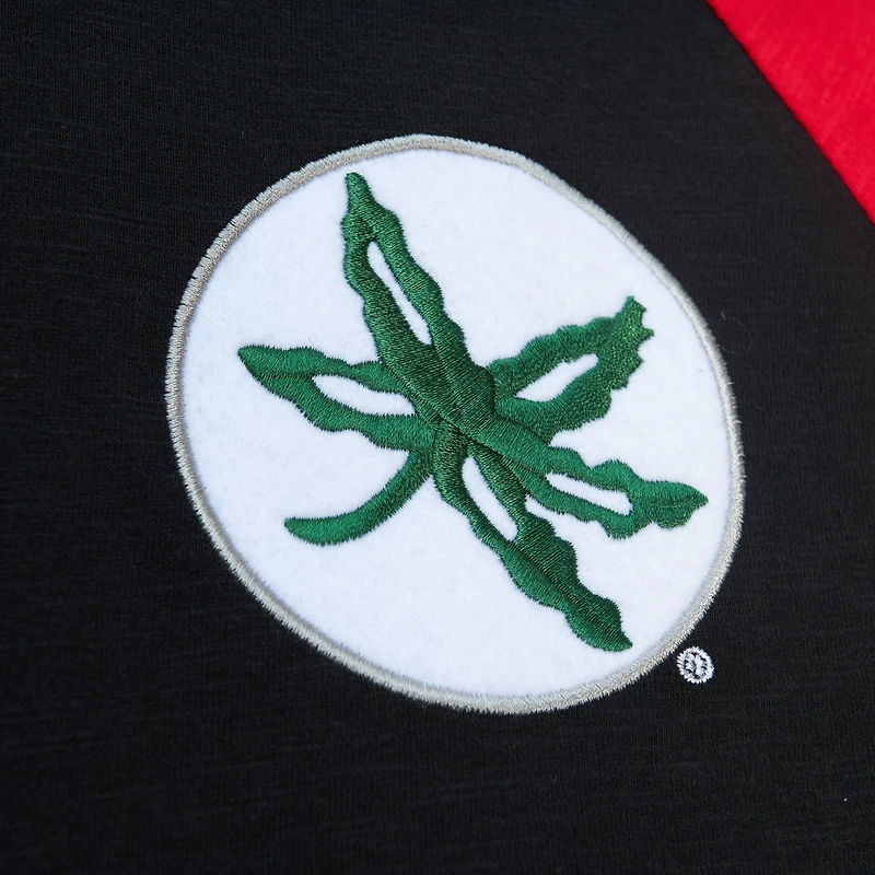 T-shirt noir à manches longues raglan flammé légendaire des Buckeyes de l'Ohio State Mitchell & Ness pour hommes