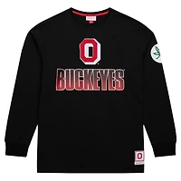 T-shirt noir à manches longues pour hommes Mitchell & Ness Ohio State Buckeyes Throwback