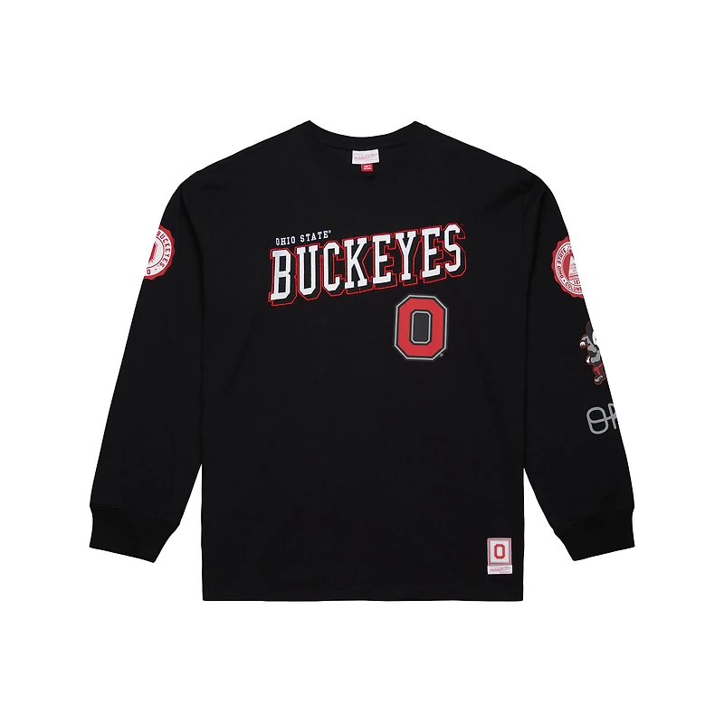 T-shirt à manches longues Mitchell & Ness noir pour homme, camp d'entraînement des Ohio State Buckeyes