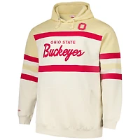 Men's Mitchell & Ness Cream Ohio State Buckeyes Big Tall Head Coach Pullover Hoodie
