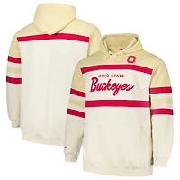 Men's Mitchell & Ness Cream Ohio State Buckeyes Big Tall Head Coach Pullover Hoodie