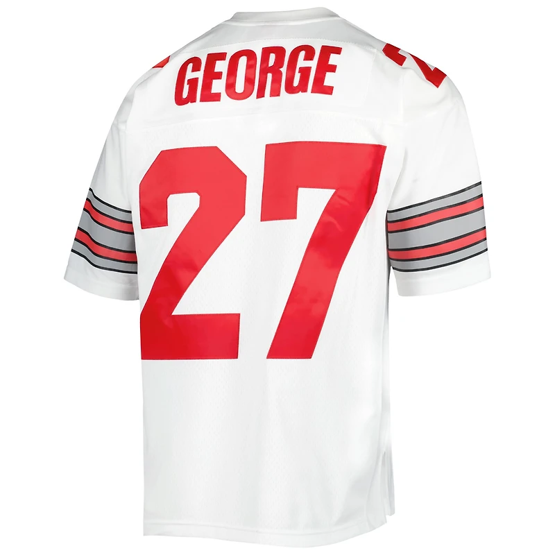 Maillot pour homme Mitchell & Ness Eddie George White Ohio State Buckeyes authentique