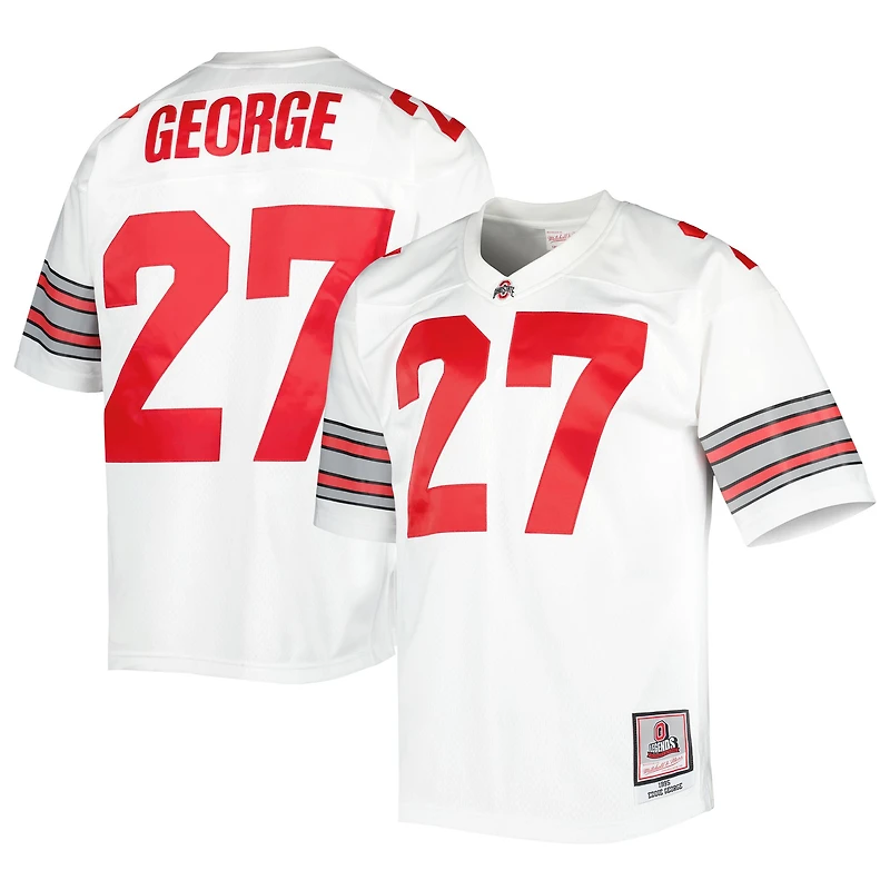 Maillot pour homme Mitchell & Ness Eddie George White Ohio State Buckeyes authentique