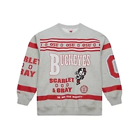 Sweat-shirt imprimé all-over gris chiné Mitchell & Ness Ohio State Buckeyes pour homme
