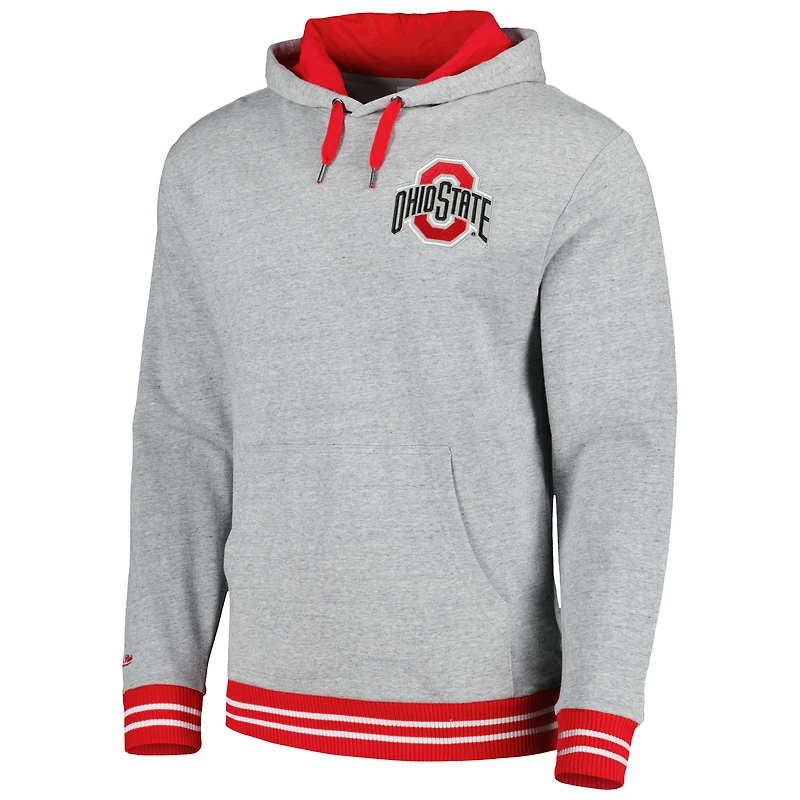 Men's Mitchell & Ness Heather Gray Ohio State Buckeyes Pullover Hoodie