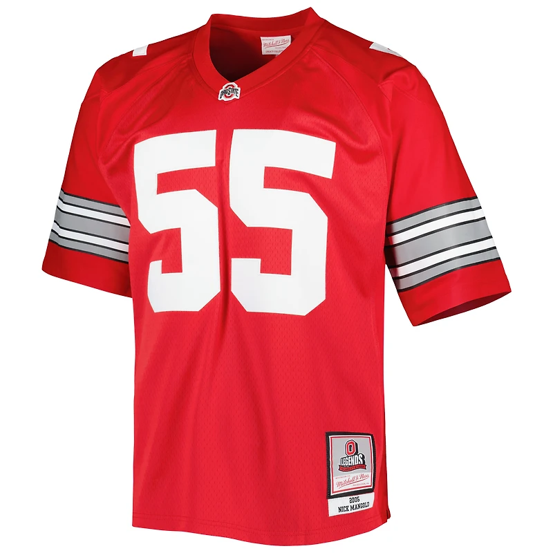 Maillot authentique Mitchell & Ness Nick Mangold Scarlet Ohio State Buckeyes pour homme