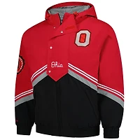 Veste coupe-vent rétro entièrement zippée Mitchell & Ness Scarlet/Black Ohio State Buckeyes Throw It Back pour homme