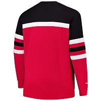 Men's Mitchell & Ness Scarlet Ohio State Buckeyes Big Tall Vintage Logo Head Coach Fleece Pullover Sweatshirt