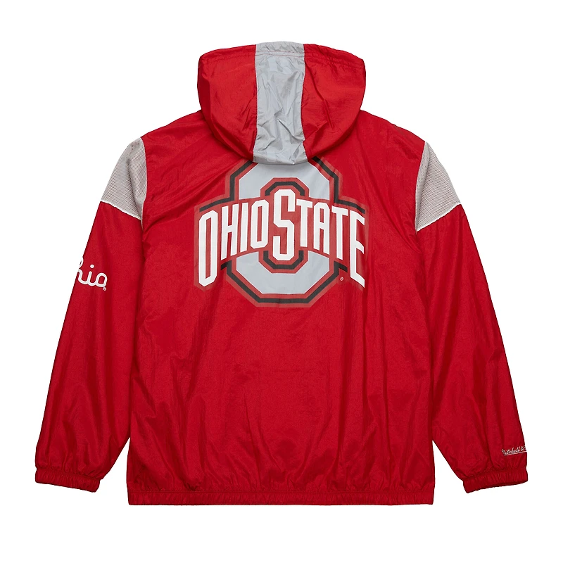 Men's Mitchell & Ness Scarlet Ohio State Buckeyes Team 3.0 Anorak Half-Zip Hoodie