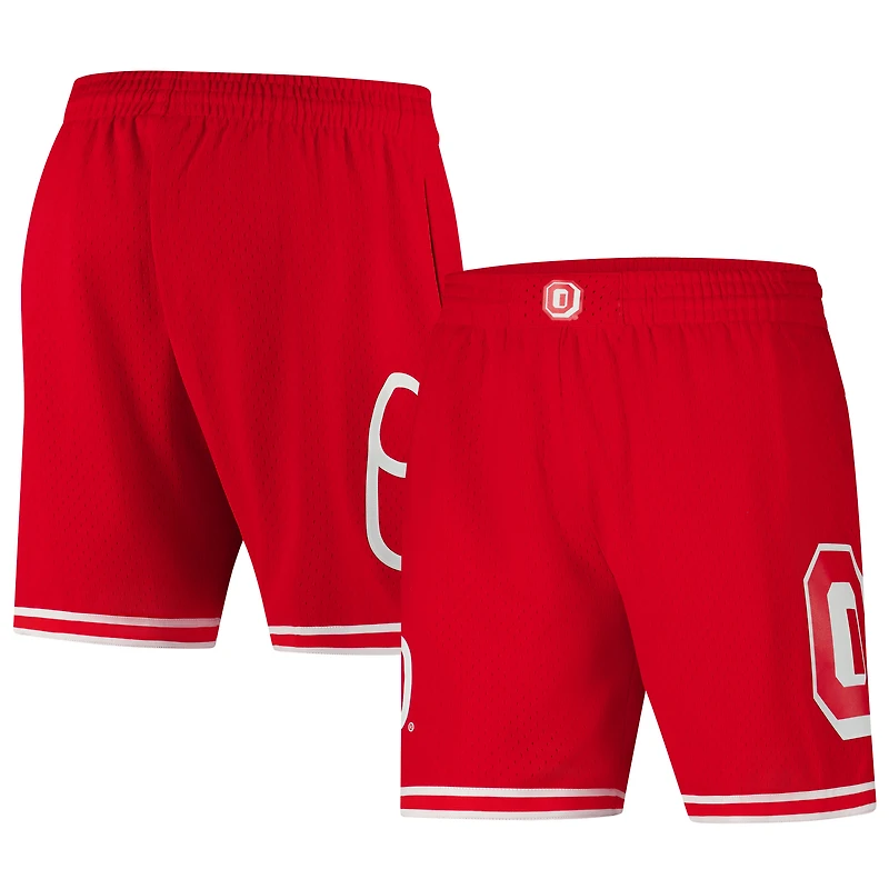 Short en maille Mitchell & Ness Scarlet Ohio State Buckeyes pour homme, avec logo actuel de l'équipe.