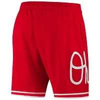 Men's Mitchell & Ness Scarlet Ohio State Buckeyes Team ID Current Logo Mesh Shorts