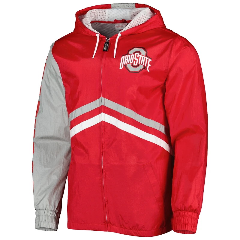 Mitchell & Ness Scarlet Ohio State Buckeyes Undeniable Veste coupe-vent entièrement zippée pour homme
