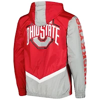 Mitchell & Ness Scarlet Ohio State Buckeyes Undeniable Veste coupe-vent entièrement zippée pour homme