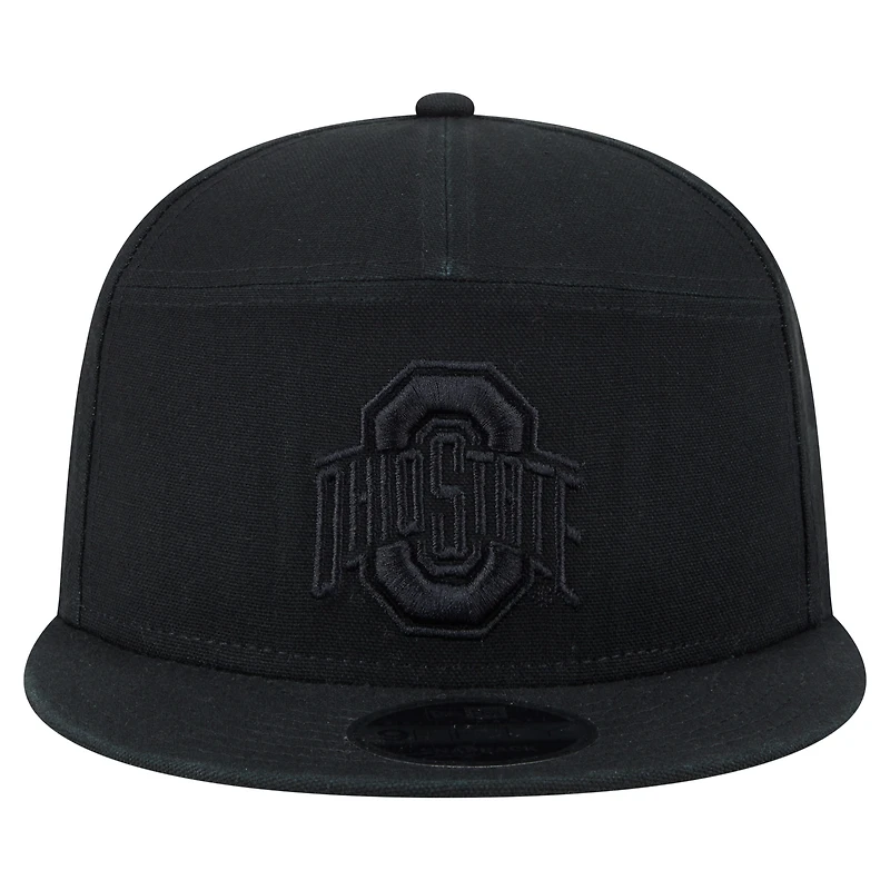 Men's New Era Black Ohio State Buckeyes Adventure Canvas Split Panel 9FIFTY Snapback Hat