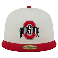 Men's New Era Cream Ohio State Buckeyes Chrome 59FIFTY Fitted Hat