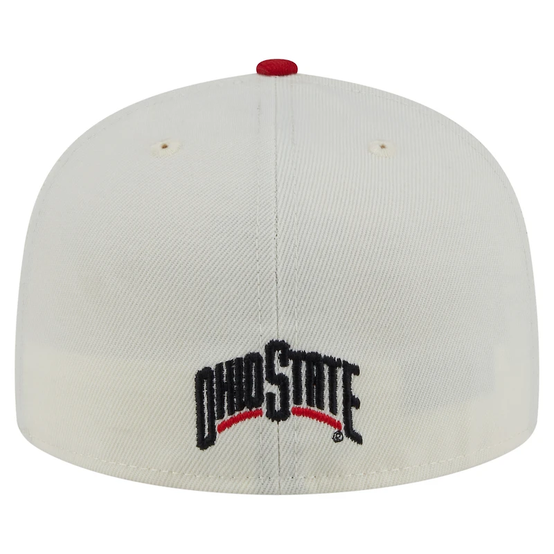 Men's New Era Cream Ohio State Buckeyes Chrome 59FIFTY Fitted Hat