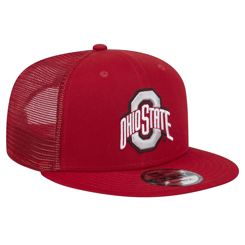 Men's New Era Scarlet Ohio State Buckeyes 9FIFTY Trucker Snapback Hat