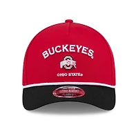 Casquette ajustable New Era Scarlet Ohio State Buckeyes Two-Tone Rope 9FORTY A-Frame M-Crown pour homme