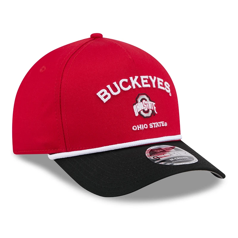 Men's New Era  Scarlet Ohio State Buckeyes Two-Tone Rope 9FORTY A-Frame M-Crown Adjustable Hat